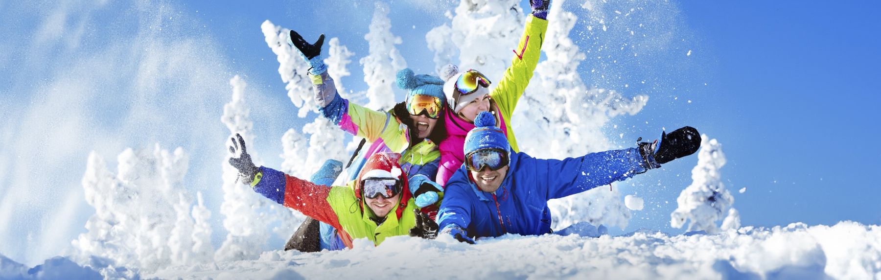 Skiers Playing in the Snow